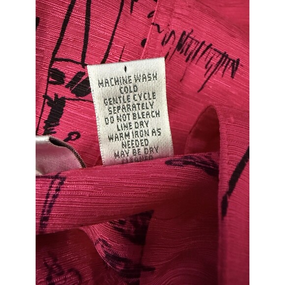 Chico's Women's Size 2/2X Pink Silk Linen Safari Lightweight Button-Up Blouse - Picture 7 of 7